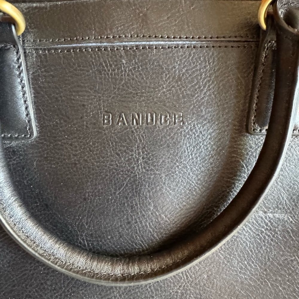 Banuce Leather Messenger Laptop Briefcase Work Bag Black - Picture 3 of 15